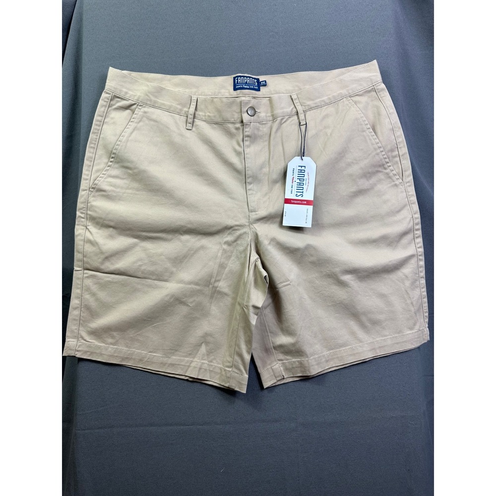 FanPants Men's Chino Shorts Tan Khaki 100% Cotton Flat Front Size‎ 40